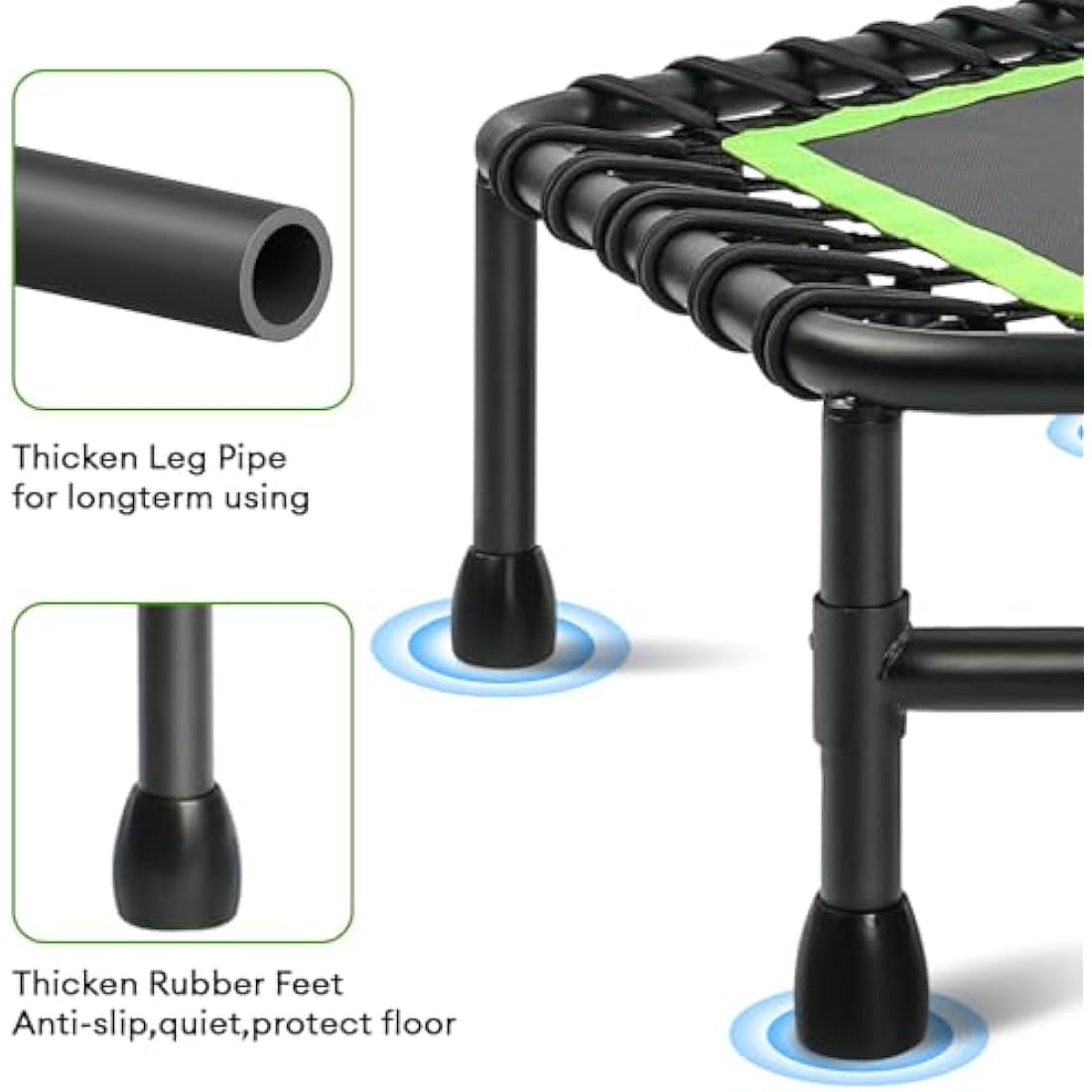 ONETWOFIT Silent Fitness Trampoline | 45" Bungee Rebounder with Handle