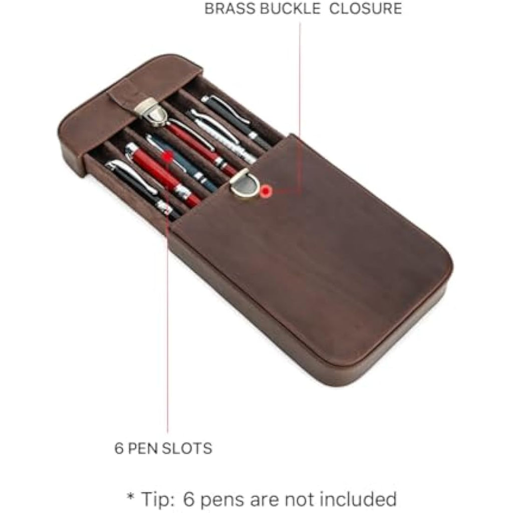Leather Pen Case – 6 Slot Fountain Pen Travel Sleeve