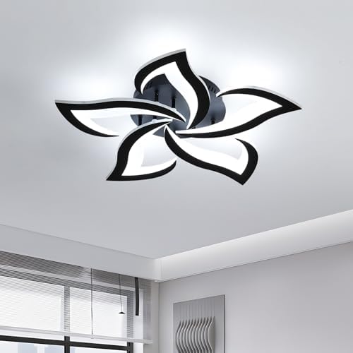 Comely Modern Petal LED Ceiling Light | 60W 6750LM Black Chandelier