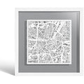 O3 Design Studio Munich Paper Map Art - White Frame Wall Decor, 9x9