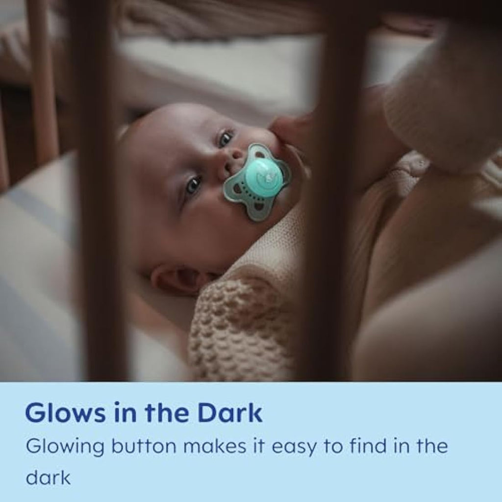 MAM Night Glow in the Dark Silicone Pacifier | Pink, 0-6 Months, 2-Pack