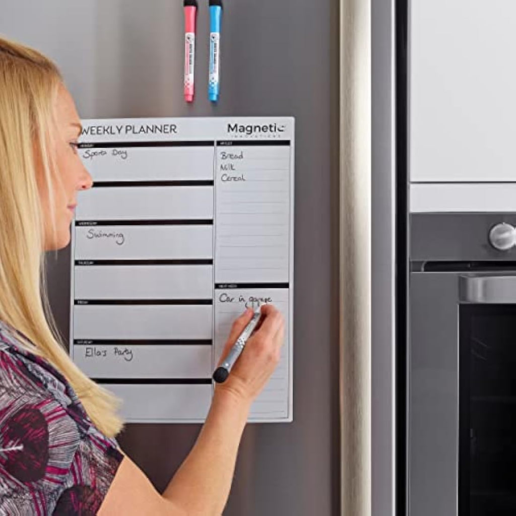 Magnetic Innovations A3 Weekly Planner Fridge Whiteboard with 3 Pens