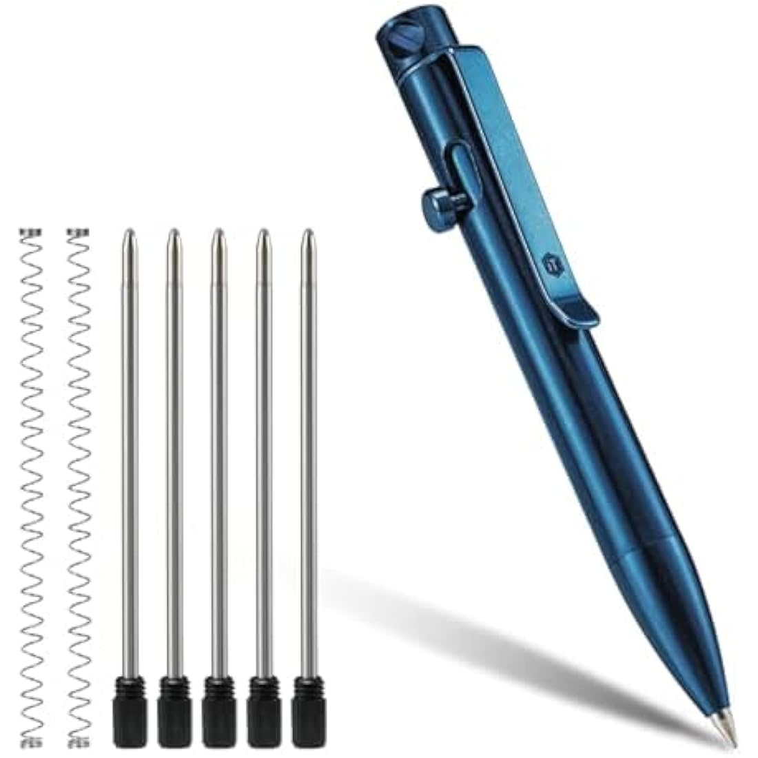 KeyUnity Titanium Alloy Retractable EDC Pocket Pen - Blue (D1 Refill)