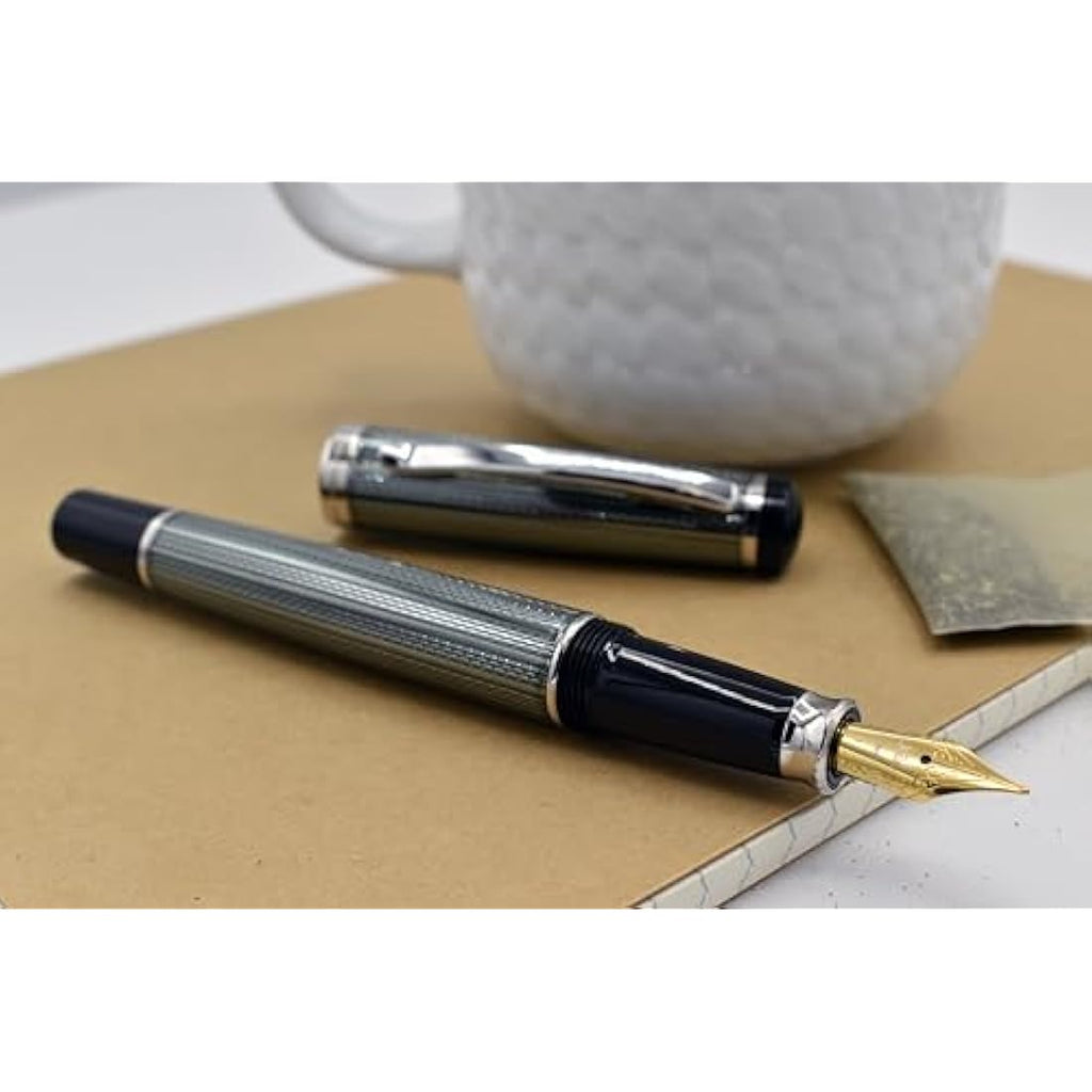 Xezo Incognito Fountain Pen | Medium Nib | Zinc Green & Platinum Plating