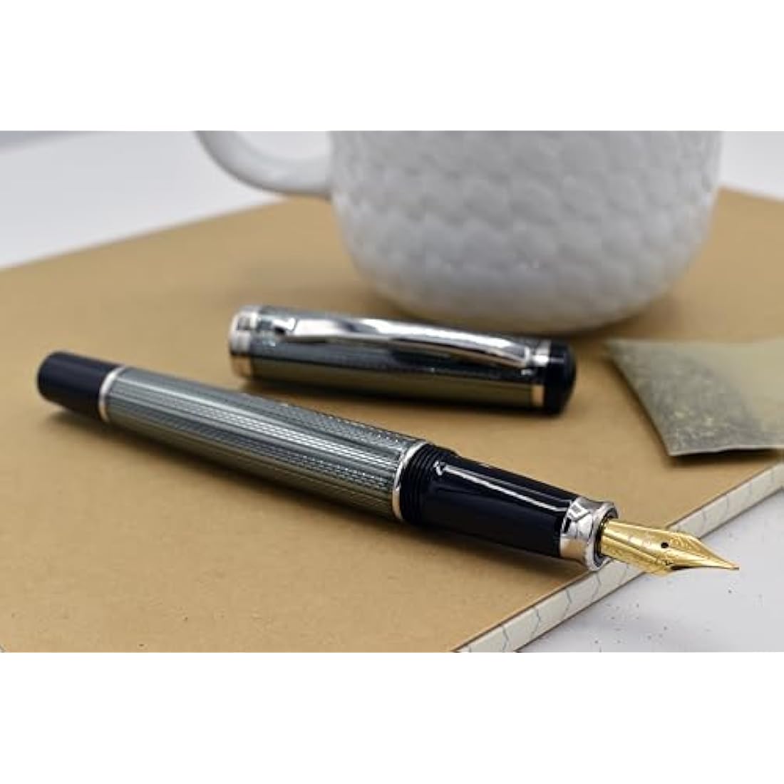 Xezo Incognito Fountain Pen | Medium Nib | Zinc Green & Platinum Plating