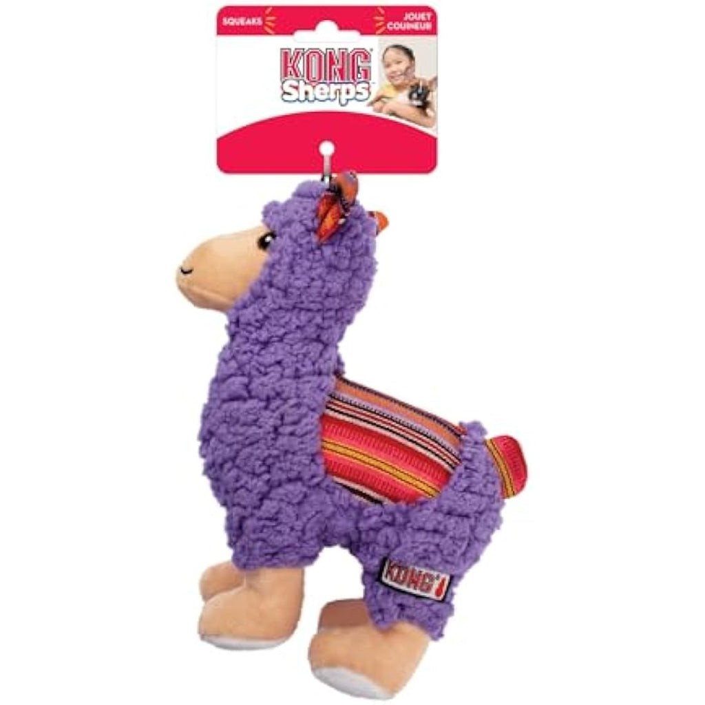 KONG Sherps Llama Squeaky Plush Dog Toy – Soft Indoor Play – Medium