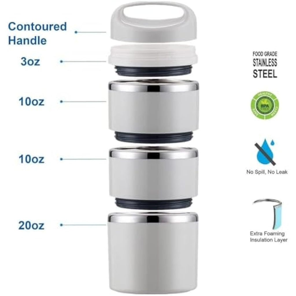Lille Home 3-Tier Stainless Steel Thermal Bento Lunch Box with Bag – 1380ml