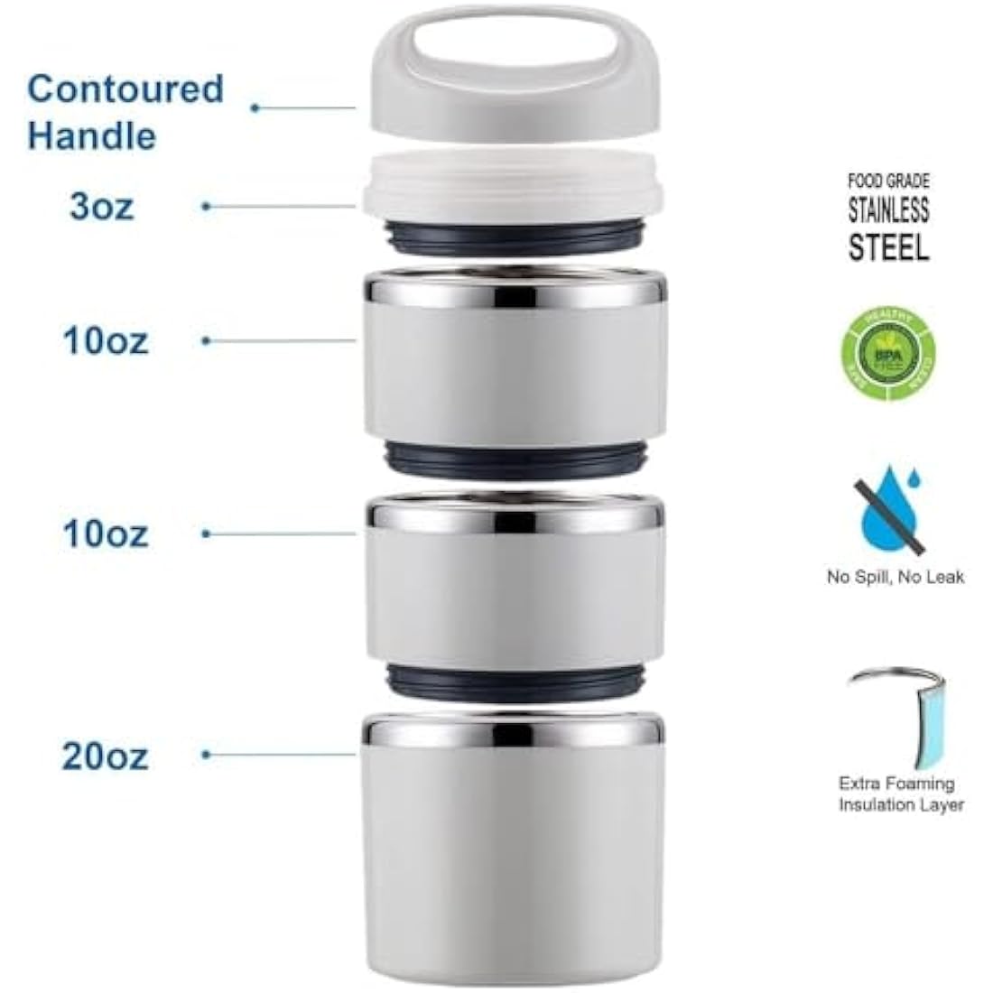 Lille Home 3-Tier Stainless Steel Thermal Bento Lunch Box with Bag – 1380ml