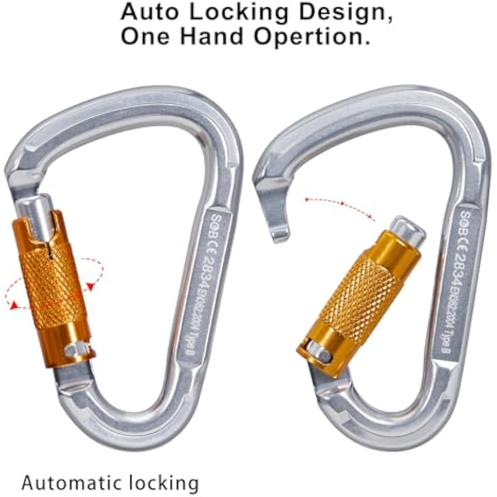 Auto Locking Climbing Carabiner | 22KN Aircraft Aluminum