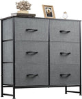 WLIVE 6-Drawer Fabric Dresser | Steel Frame Storage Cabinet, Black Walnut