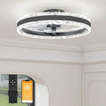 VOLISUN 40cm Smart LED Ceiling Fan with Light and Remote – Black