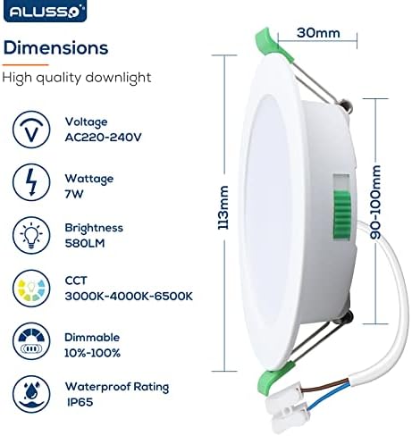 ALUSSO IP65 LED Recessed Bathroom Downlights - Dimmable Ultra Slim 6 Pack