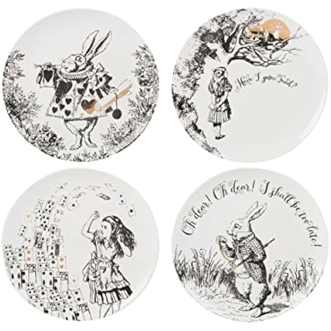 V&A Alice in Wonderland Fine China Side Plates, 20.5cm, Set of 4