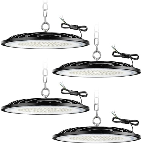 ZXICH UFO LED High Bay Light | 100W 10000LM 6500K IP65 Waterproof – 4 Pack