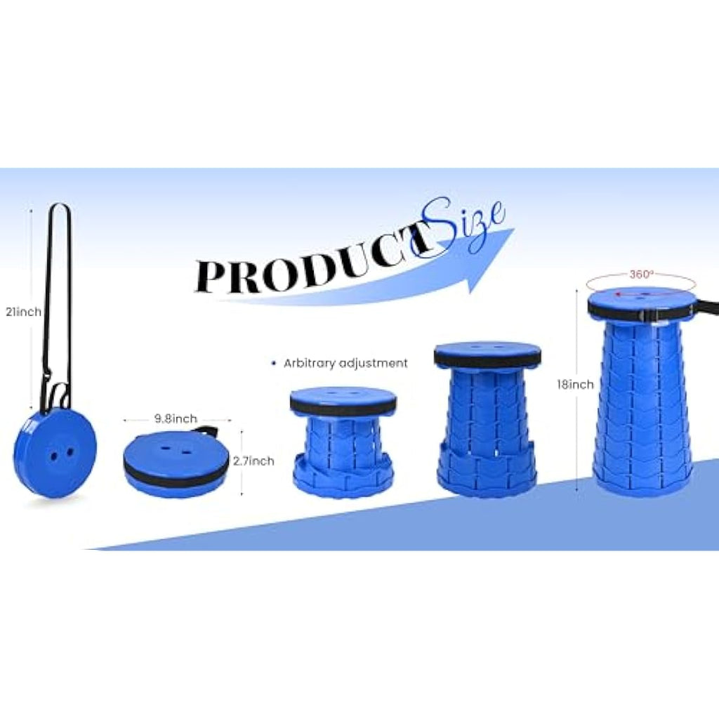 FXKS 2-Pack Retractable Folding Stool with Cushion, 400lb Capacity – Blue