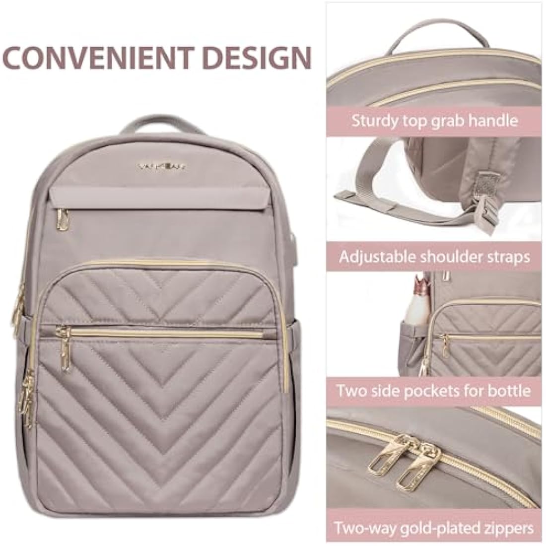 VANKEAN 15.6 Inch Laptop Backpack for Women – Waterproof USB Travel Bag