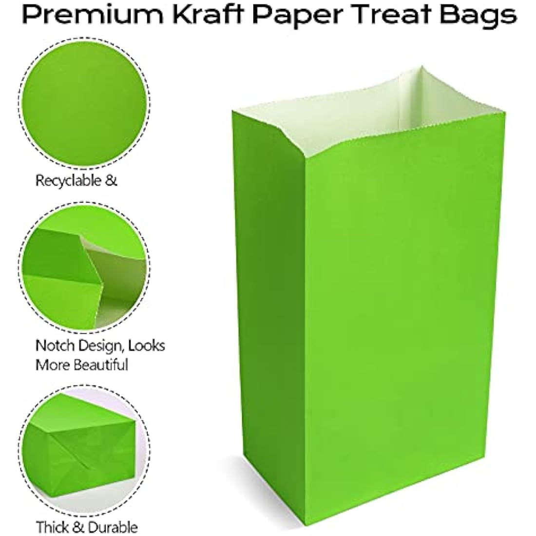TOOELMON 50 PCS Multi-Color Kraft Paper Party Bags with 60 Stickers