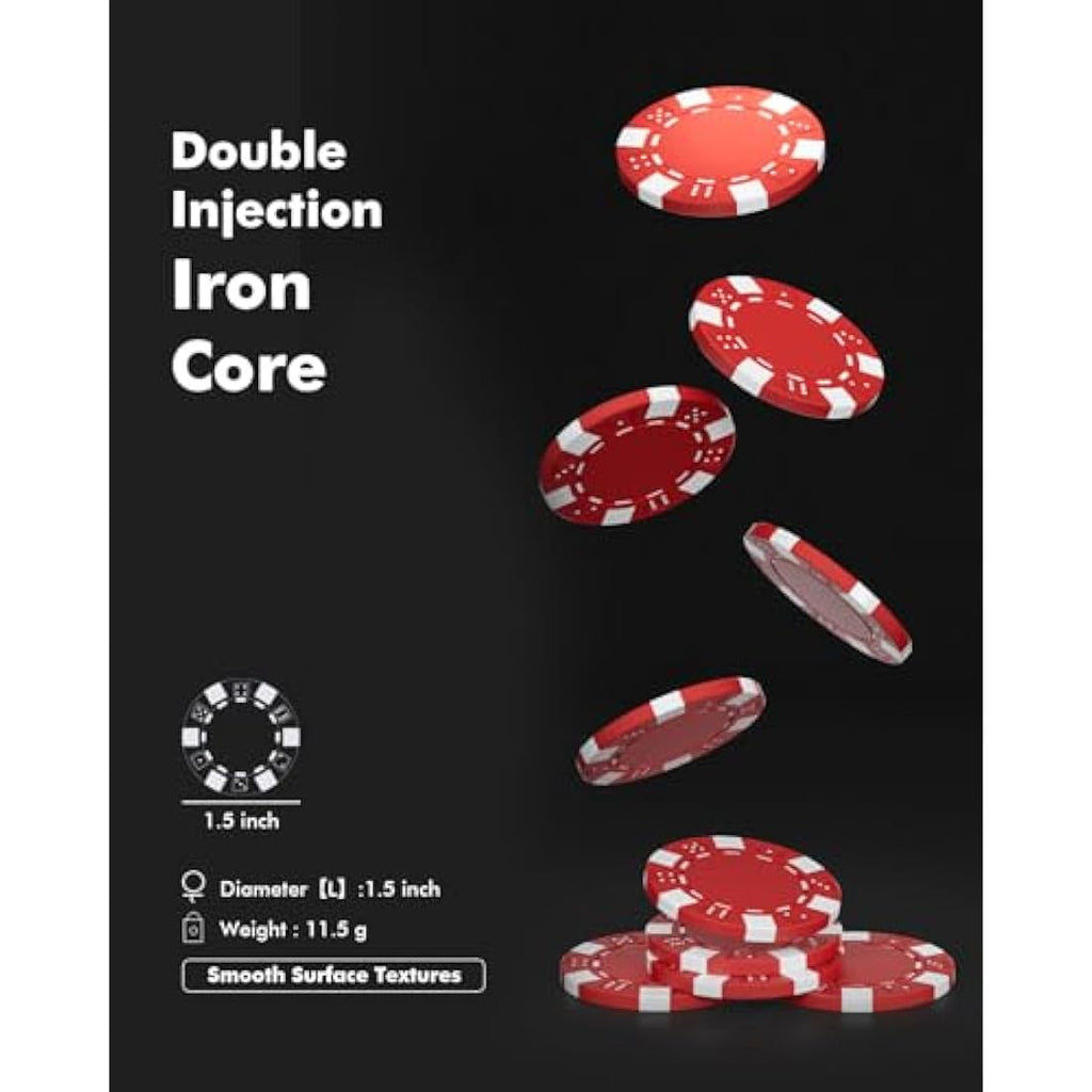 HEITOK 500 Piece Poker Chip Set | 11.5g Chips with Aluminum Travel Case