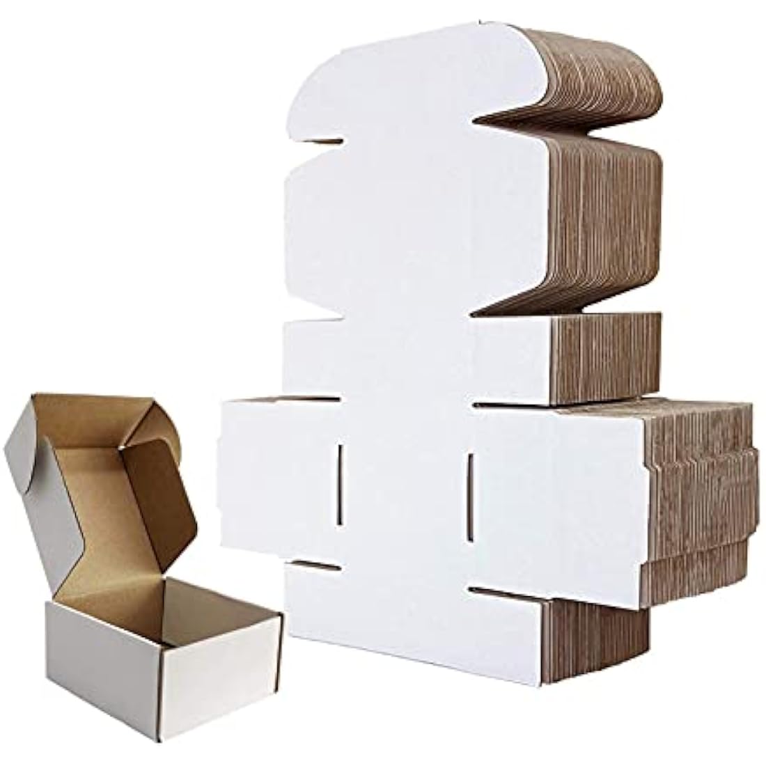 RLAVBL Small White Corrugated Shipping Boxes - 4x4x2 Inch, 25 Pack