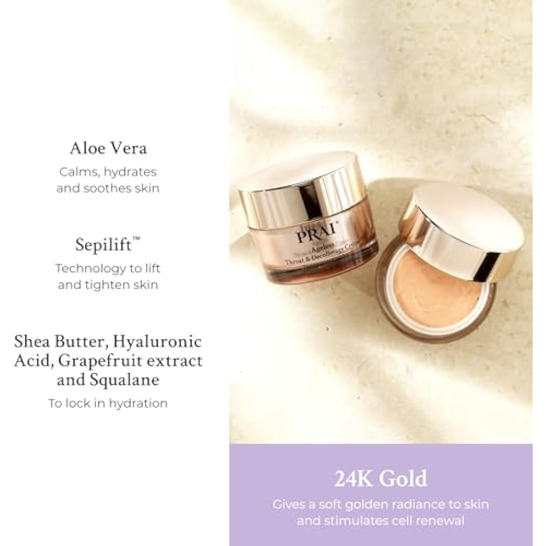 PRAI Ageless Throat & Decolletage Intensive Gold Creme - 24K Gold Neck Cream