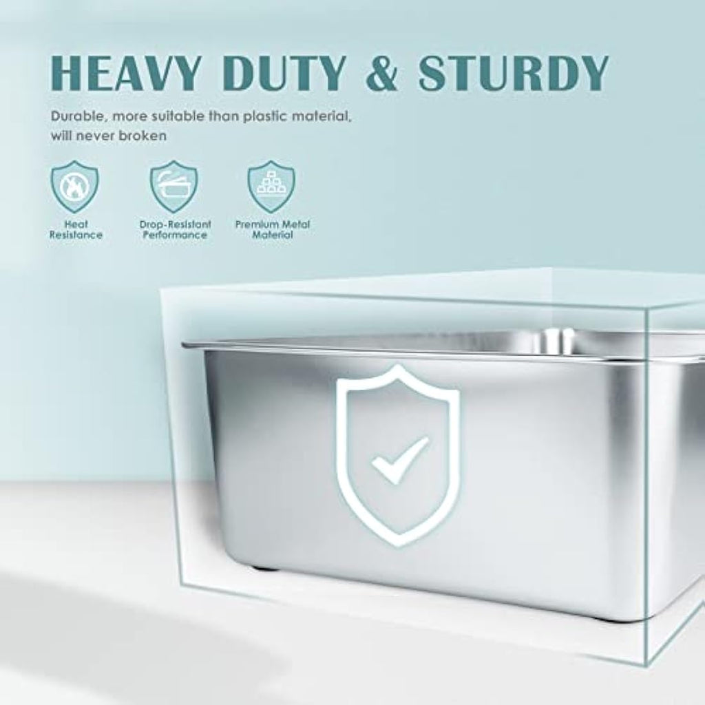 IKITCHEN Stainless Steel Cat Litter Box – Large Odor-Free Metal Pan