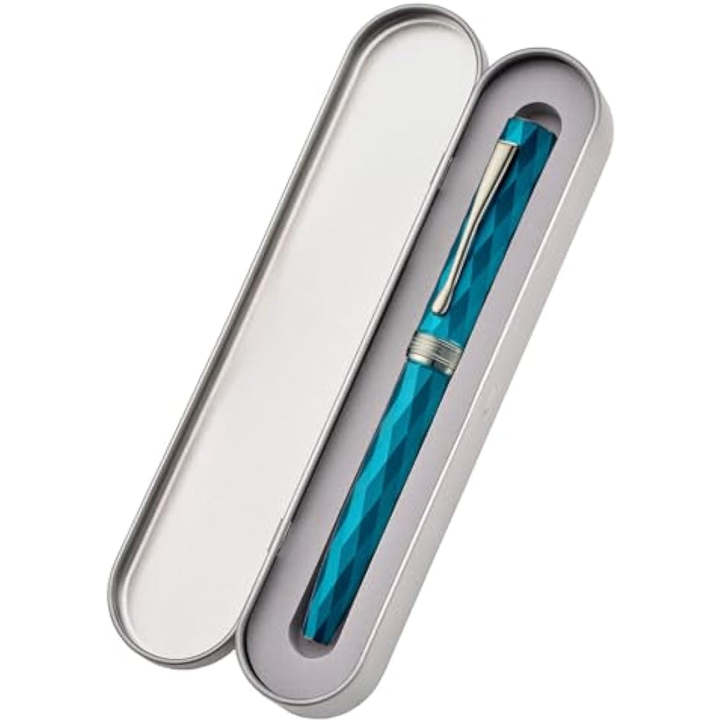 Hongdian N11 Fountain Pen – Peacock Blue Lozenge Design Metal Case Set