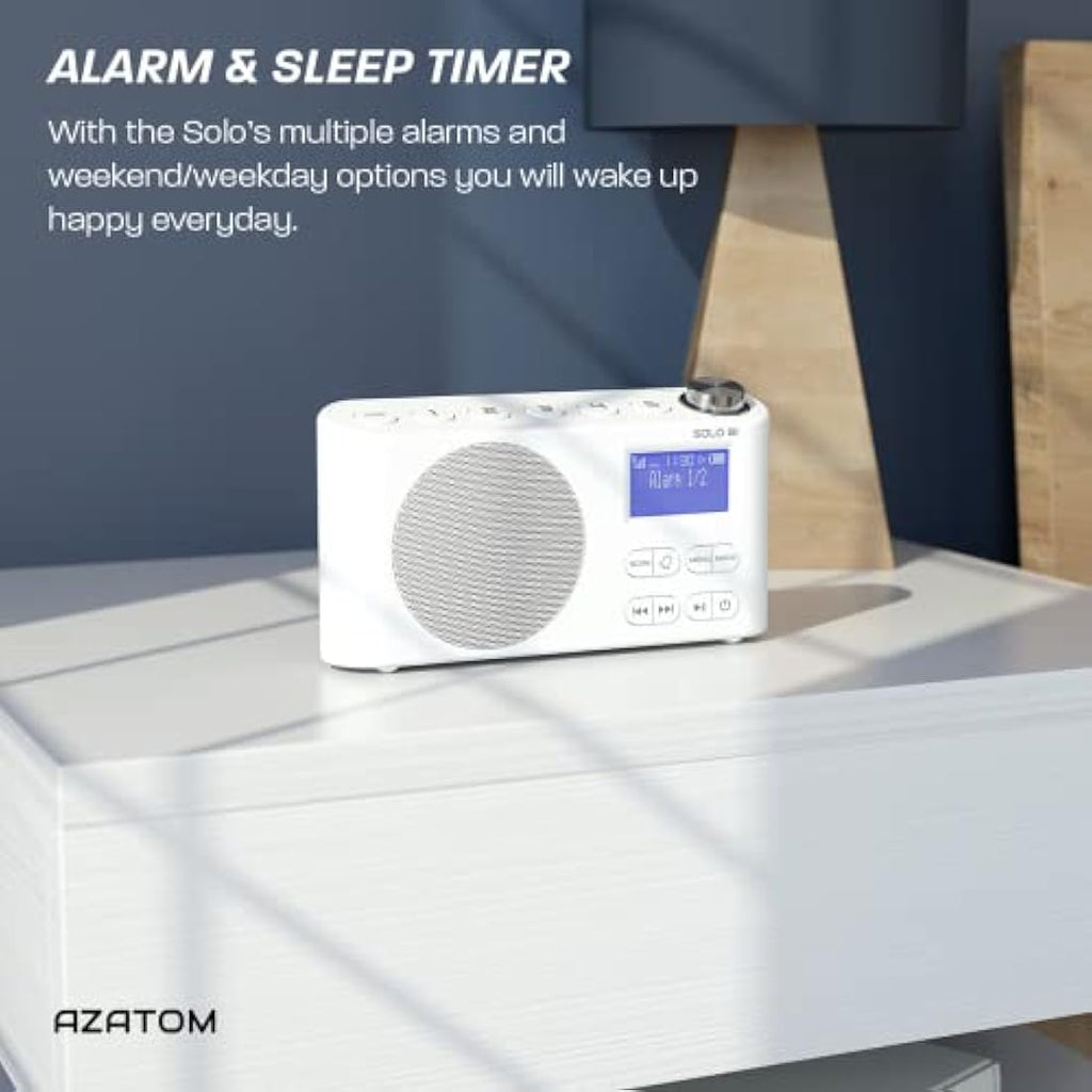 Azatom Solo B1 Portable DAB/DAB+ & FM Digital Radio with Bluetooth – White