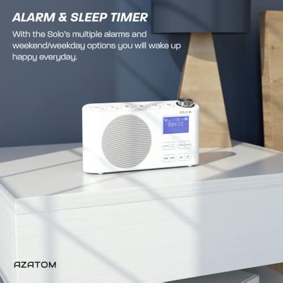 Azatom Solo B1 Portable DAB/DAB+ & FM Digital Radio with Bluetooth – White