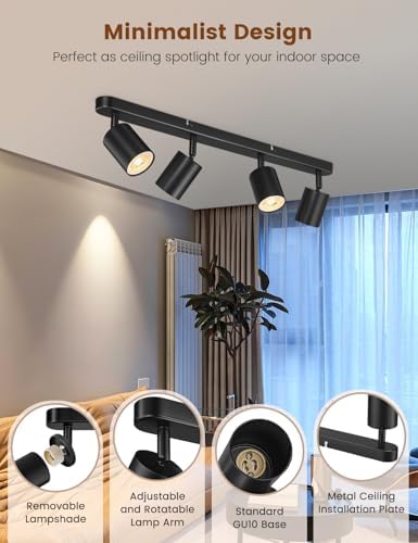 Jolof Store Matte Black 4-Way GU10 Ceiling Spotlight Bar – Modern LED