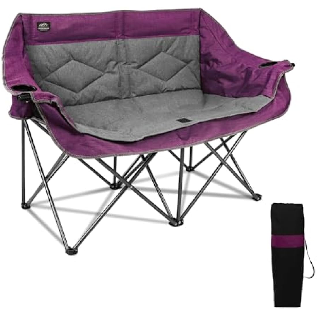 LANMOUNTAIN Folding Camping Loveseat – Heavy Duty Double Chair, Purple