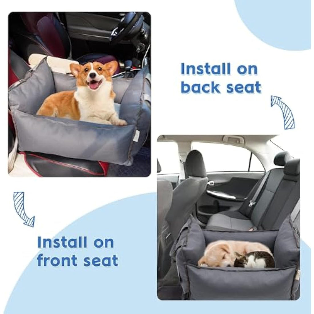 2-in-1 Dog Car Seat – Washable Waterproof Pet Booster Bed