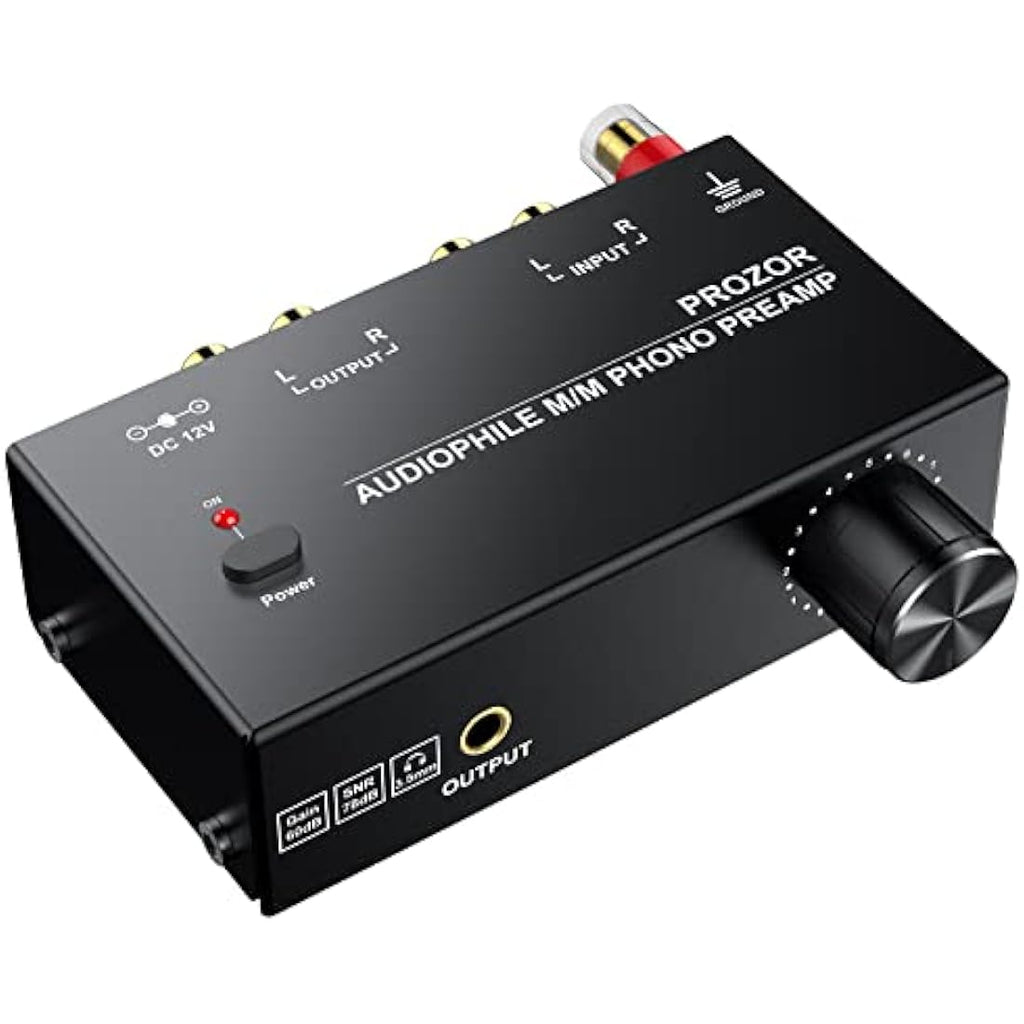 PROZOR Phono Preamp for M/M Turntable with Volume Control and RCA 3.5mm