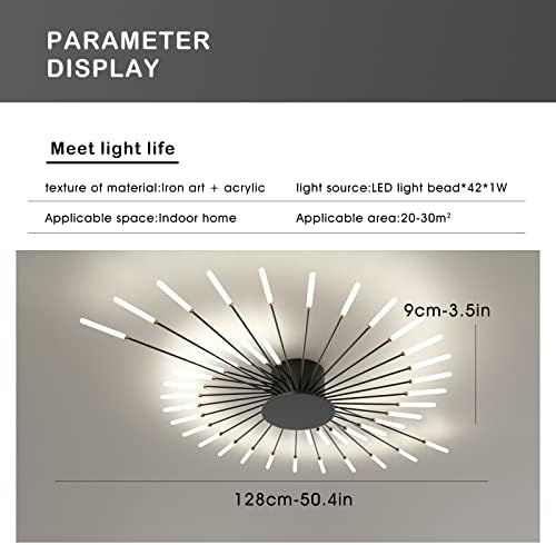 minifair Modern LED Ceiling Light – 42-Head Firework Flush Mount Lamp