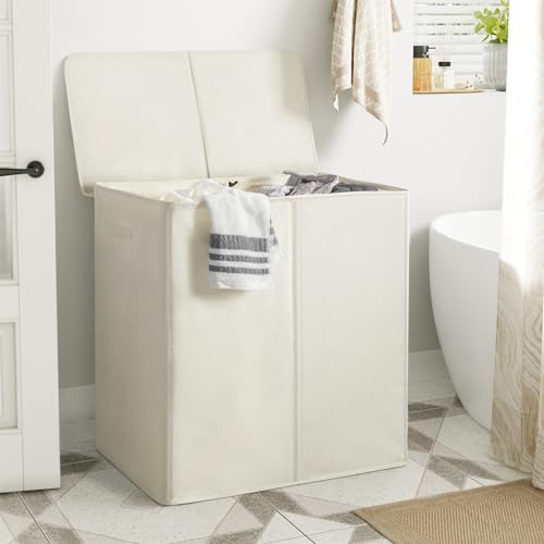 Chrislley 180L Double Laundry Basket with Lid and Removable Bags