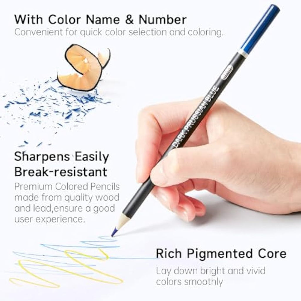 Shuttle Art 174 Professional Colouring Pencils Set with Sketch Pad