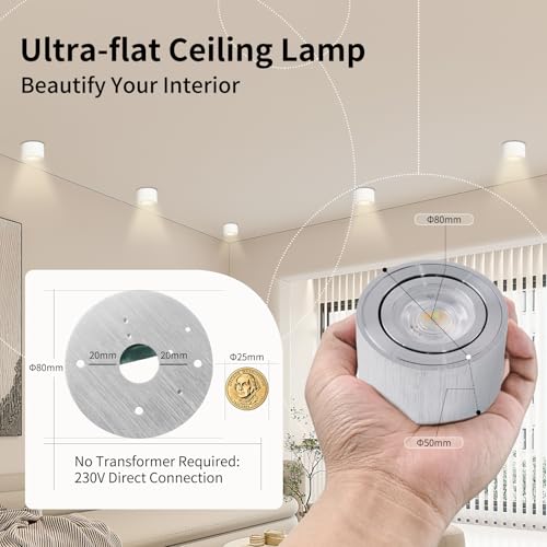GeyouLux Dimmable LED Spotlight – 5W 3CCT Adjustable Ceiling Light