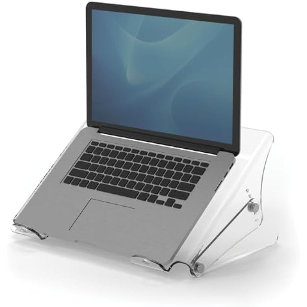 Fellowes Clarity Adjustable Laptop Stand – Clear Acrylic Riser for 15"