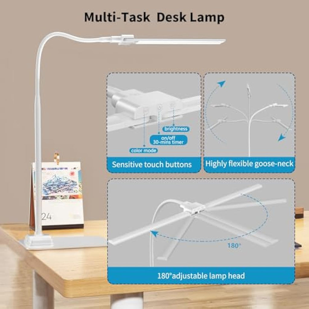 KableRika LED Double Head Desk Lamp – Dimmable Eye-Care Architect Light