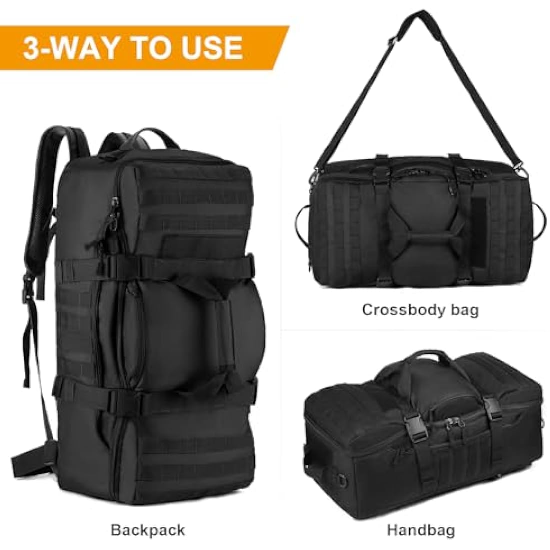 Huntvp 60L Tactical Military Backpack | 3-in-1 Molle Hiking Rucksack