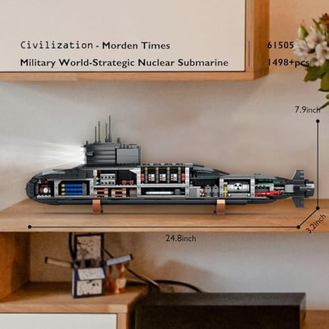 JMBricklayer Nuclear Submarine Building Blocks Model Kit with Lights