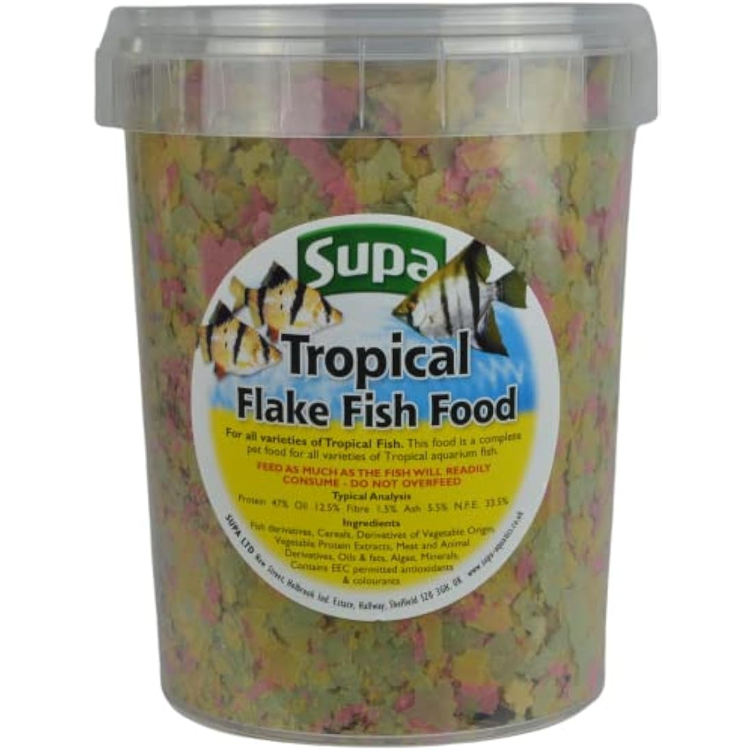 Supa Tropical Flake Fish Food – 1 Litre Resealable Bucket Complete Diet