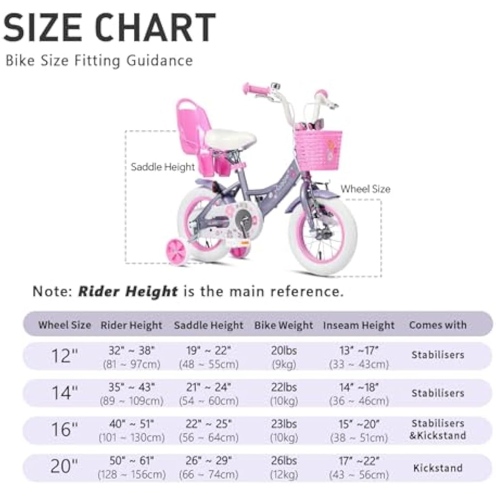 Glerc Maggie 12 Inch Girls Bicycle with Doll Seat and Basket