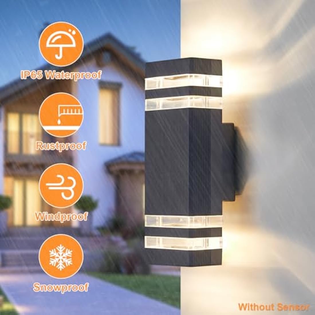 CELAVY Outdoor Wall Lights – IP65 Waterproof Up Down LED Sconce, 2 Pack
