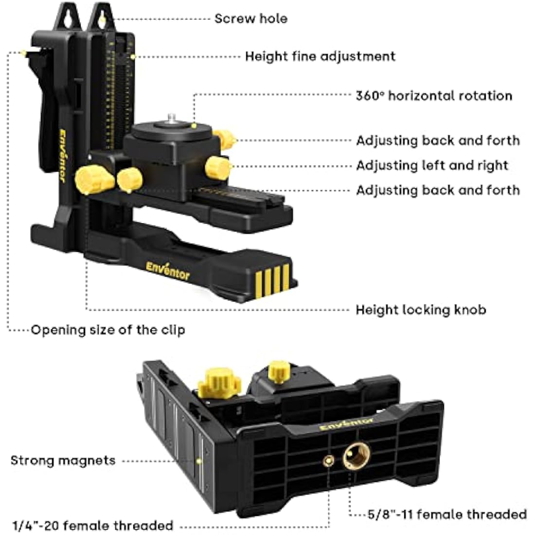 Enventor L-Shape Magnetic Laser Level Bracket | 360° Fine-Tuning Stand
