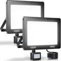 YIQIBRO 100W LED Security Lights | 10000LM Motion Sensor Floodlight 2-Pack