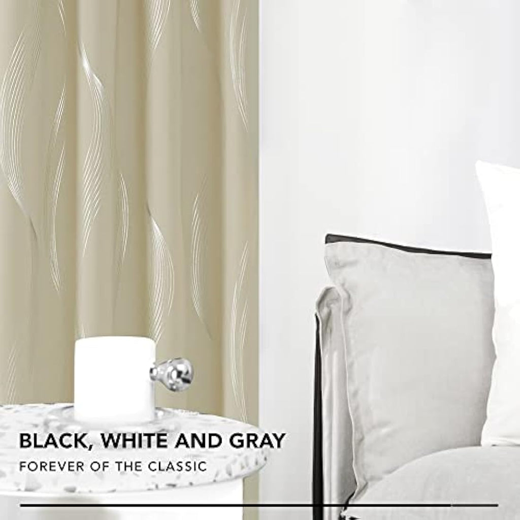 Deconovo Blackout Curtains | Foil Wave Thermal Insulated Drapes, 2 Panels