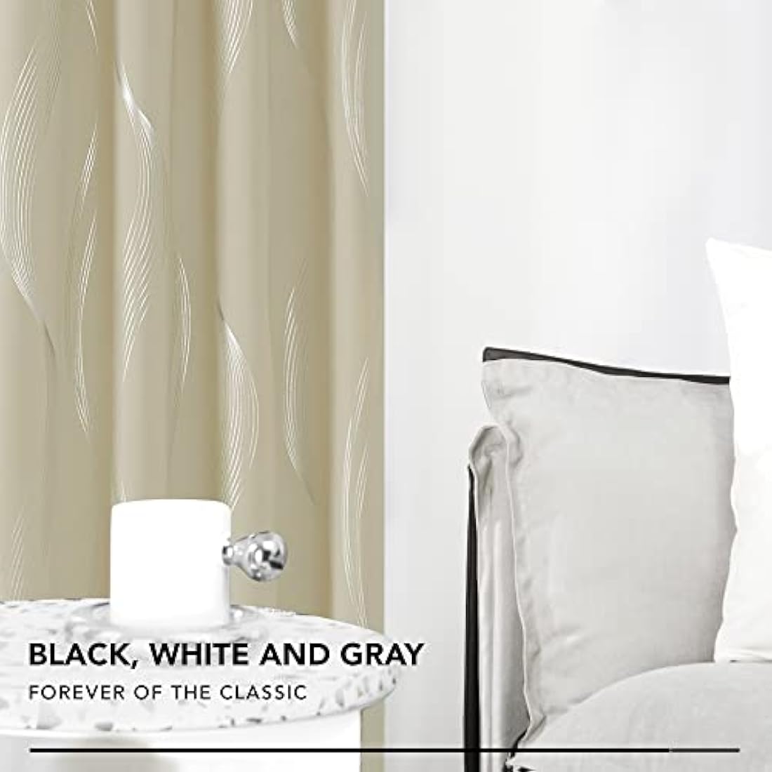 Deconovo Blackout Curtains | Foil Wave Thermal Insulated Drapes, 2 Panels
