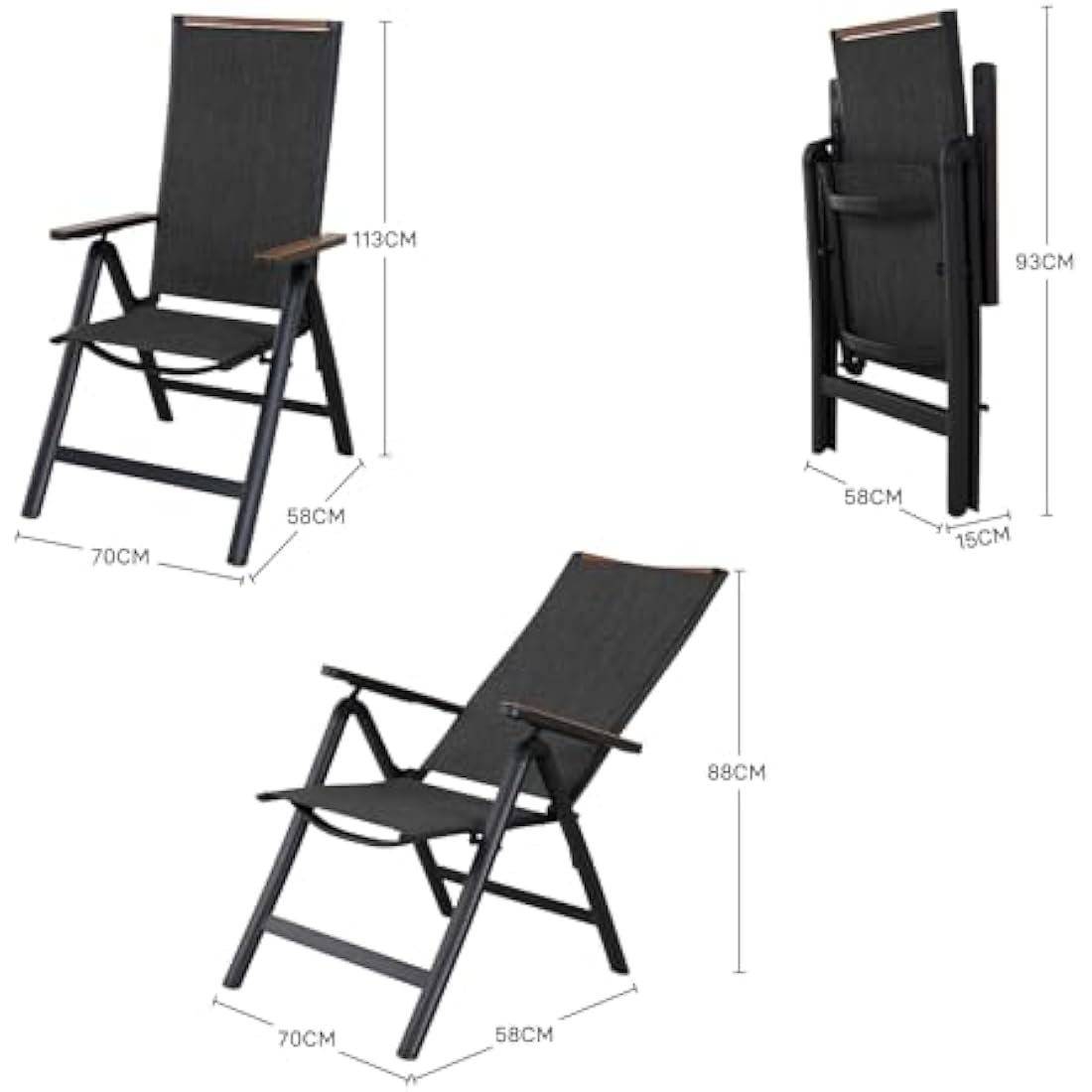Grand Patio Folding Chair | Adjustable 6-Position Aluminum Garden Seat