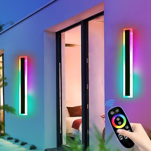 Mikeru 60cm RGB Outdoor Wall Light – IP65 Waterproof LED Sconce, 2-Pack
