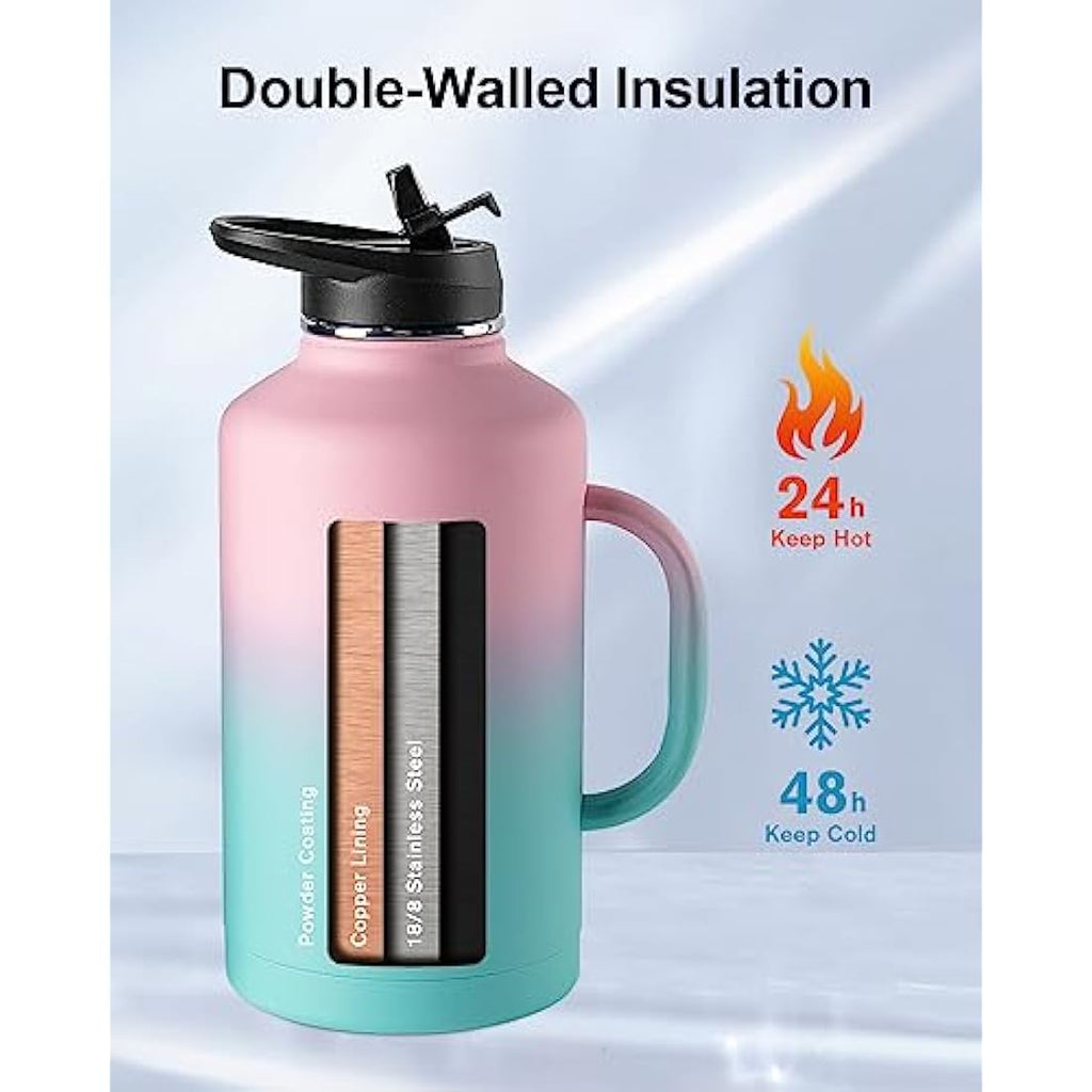 Trebo 2L Insulated Water Bottle | Stainless Steel Large Travel Jug